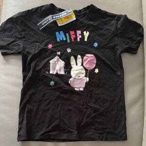 Miffy Kids Black Graphic Tee with Pink Accents - NWT